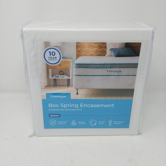 Linenspa Bedding Linenspa Box Spring Encasement White Zippered